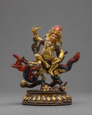 Dzambala Statue | God of Wealth Figure | Tibetan Sculpture Of Wealth Deity | Buddhist Wrathful Deity | Tibetan Handmade Sculpture